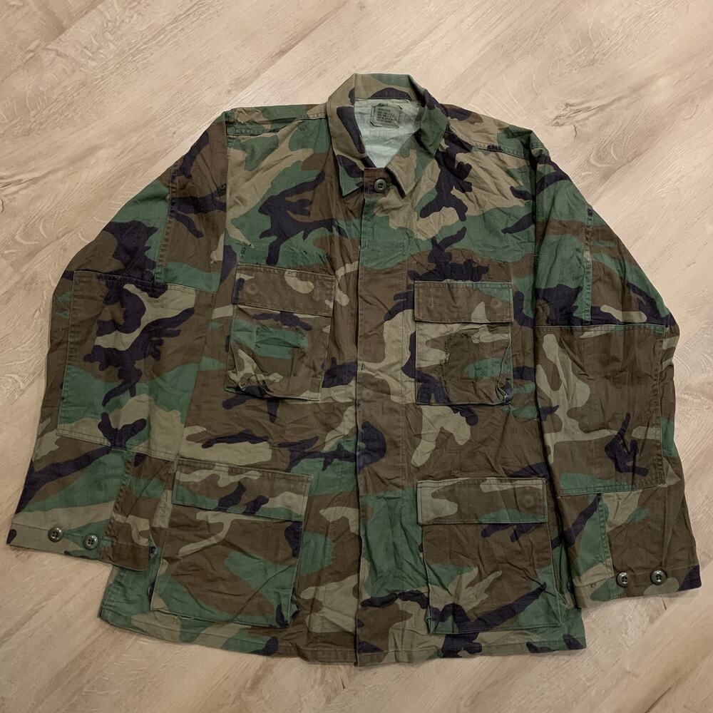 Military Woodland Camo Combat Coat Shirt Men's Medium M Regular 8415-01-084-1647
